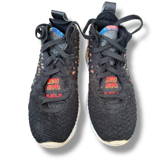 Nike James Gang Sneakers Youth 4Y Black Multi Knitposite LeBron 17 GS BQ5594 005 - Picture 2 of 8